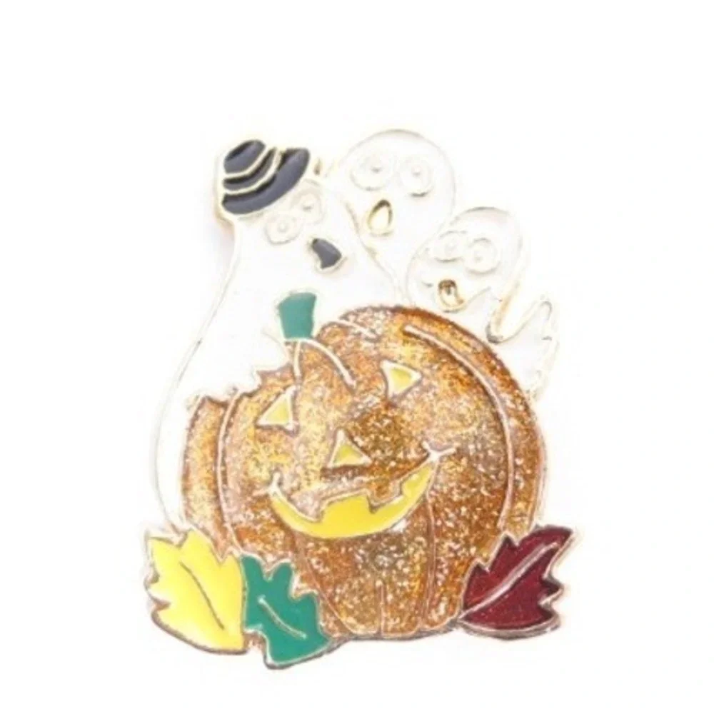 Halloween Holiday Ghost &‎ Pumpkins Pin Brooch